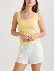 Women's Cotton Pointelle Rib Tank & Second Skin Short Set